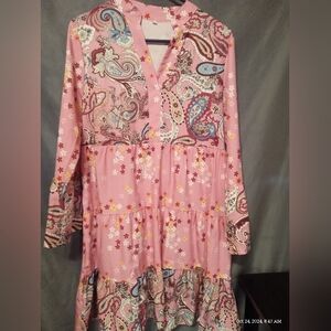 Floral pink mini dress